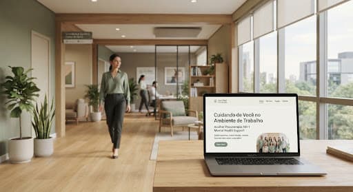 Ambiente corporativo voltado à saúde mental e ao bem-estar no trabalho